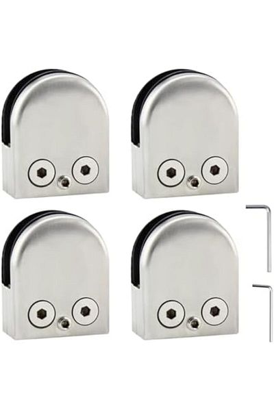 discoball 4 x (8-10mm) 304 Stainless Steel Glass Clamps Clip for Stair Window (4-pack) - Upgraded