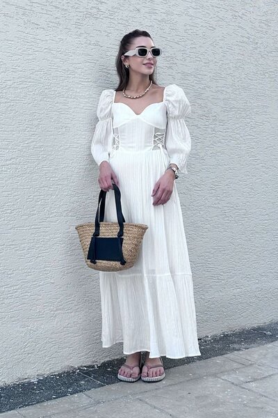 Modamesta Leydia Balenli Uzun Elbise