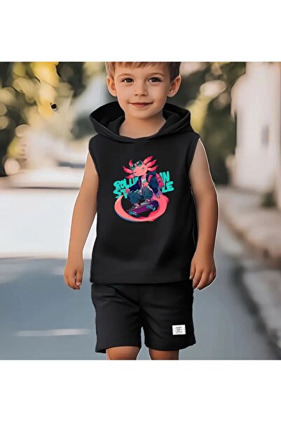 VESTIR BIEN Set pentru copii din bumbac 100% cu imprimeu skateboard, pentru vară