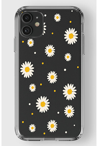 moonset Iphone 11 Uyumlu Papatya Tasarımlı Baskılı Şeffaf Telefon Kılıfı