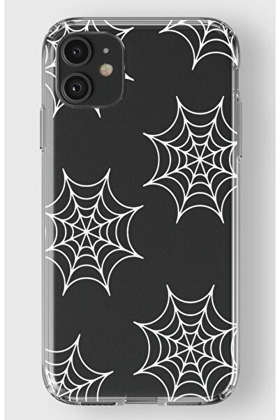 moonset Iphone 11 Uyumlu Örümcek Ağ Tasarımlı Baskılı Şeffaf Telefon Kılıfı