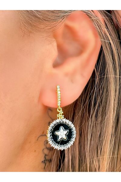 MyladyAccessoriess Special Series Zircon Stone and Star Detailed Dangle Earrings