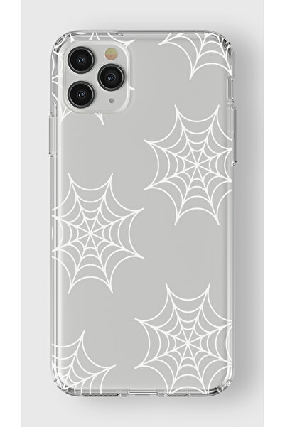 moonset Iphone 11 Pro Max Uyumlu Örümcek Ağ Tasarımlı Baskılı Şeffaf Telefon ...