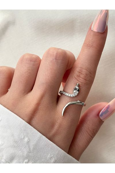Eylülün Takısı Women's Silver Color Snake Model Ring