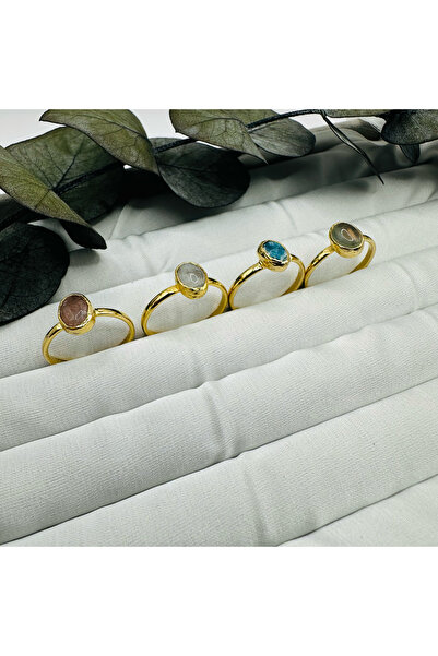 FASHION 316L Çelik Gold Minimal Doğal Taş Ayarlanabilir Yüzük