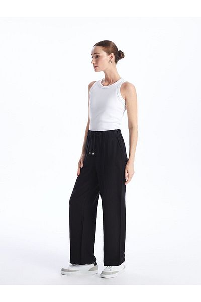 LC Waikiki Pantaloni de damă cu talie elastică drepte cu picioare largi