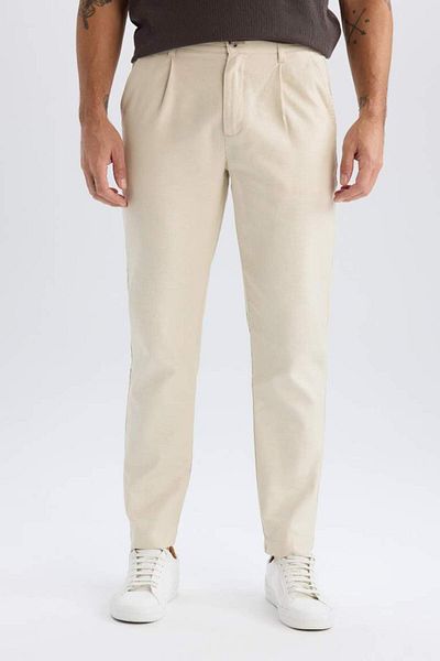 DeFacto New Season 100% Cotton Relax Fit Relaxed Cut ίσιο λινό παντελόνι καλοκαιρινό υφασμάτινο παντελόνι