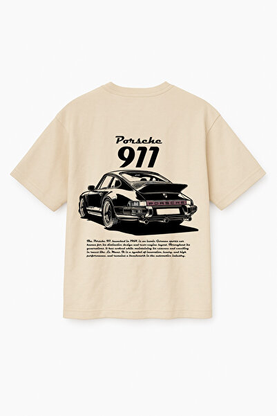 Altair Tr تي شيرت بيج اللون كبير الحجم ريترو بورشه 911 مطبوع عليه سيارة للجنسين