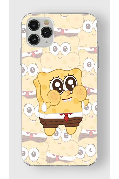 moonset Iphone 11 Pro Uyumlu Sünger Bob Tasarımlı Baskılı Şeffaf Telefon Kılıfı