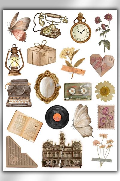 GP Craft Vintage Themed Sticker Planner Suitable for Agenda Bullet Journal