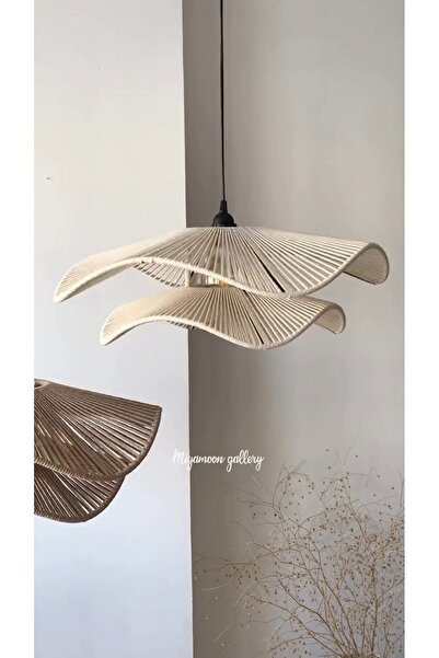 luminart LUMİNART Rustik Tarz Bohem avize Makrome avize Salon avize Yatak Odası Avize Rattan Avize