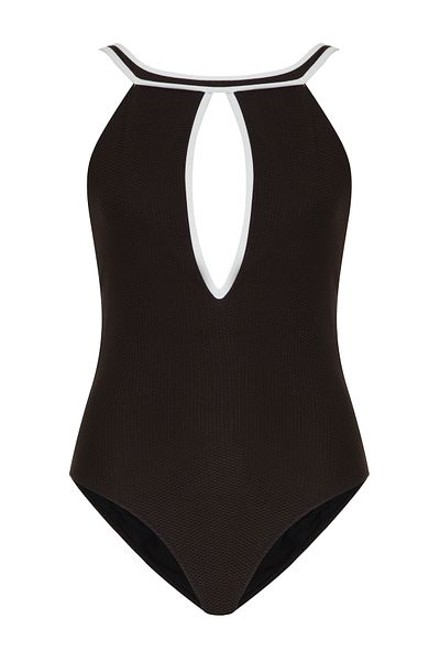 AQUELLA V-Neck Piping Detailed Textured Swimsuit