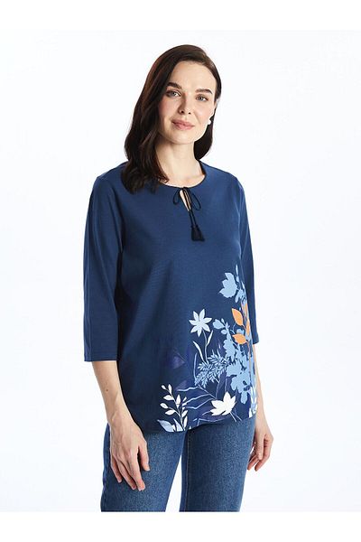 LC Waikiki Bluză de damă cu floare cu guler legat