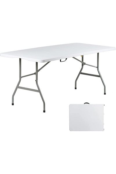 MAPLE HOME DECORATION Plastic Folding Table Portable Trestle Multi-purpose Dining Camp Picnic Party Event Table 75*150cm