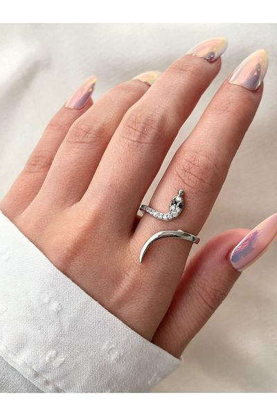 Eylülün Takısı Women's Silver Color Snake Model Ring