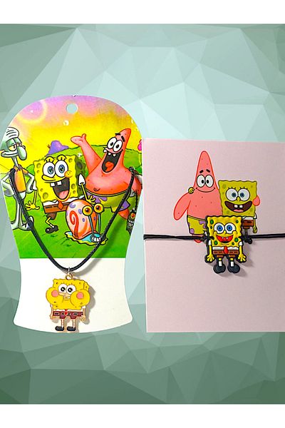 anonim Spongebob Themed Adjustable Spongebob Necklace and Bracelet Set (with Card)