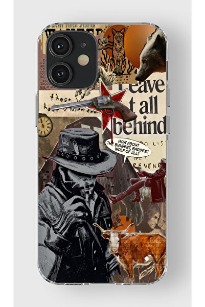 moonset Iphone 12 Mini Uyumlu Kovboy Tasarımlı Baskılı Şeffaf Telefon Kılıfı