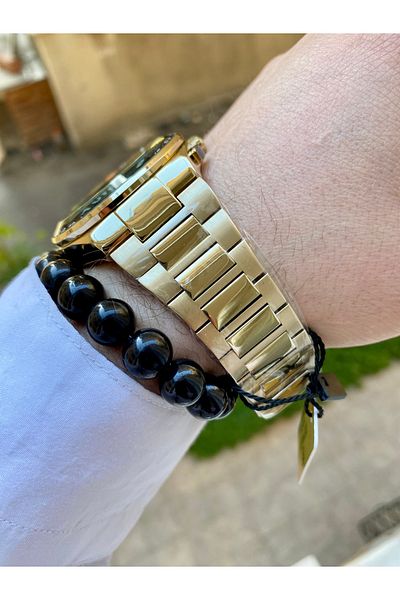 Reward Steel Gold Color with Calendar Men's Steel Wrist Watch with Bracelet Gift