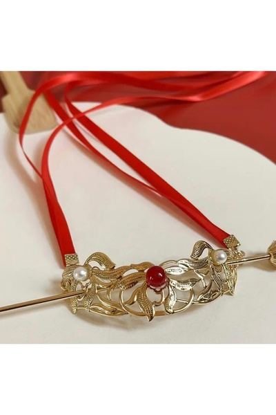 Freya Kırmızı Kurdele Etnik Antik Çin Asya Çubuk Toka