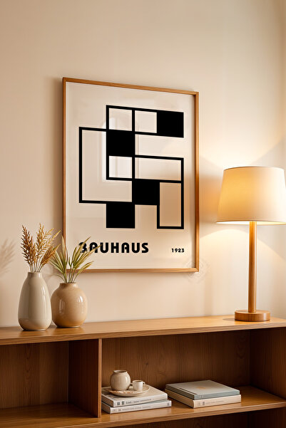 Basquiart Poster din seria Bauhaus cu ramă din lemn, numărul picturii: 51