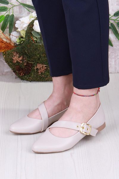 fort 01-622 Soft Buckle Detailed Comfortable Women's Ballerinas