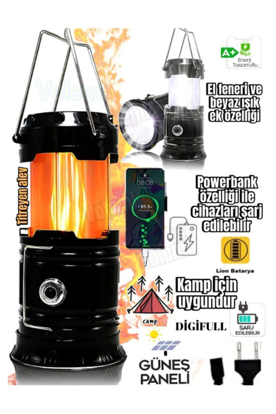 M&H Nanopro Şarjlı Kamp Lambası Güneş Enerjili Kızaklı Kamp Feneri Led Lamba ...