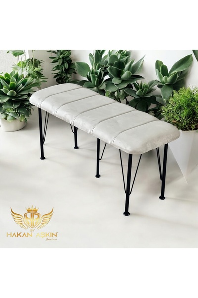 BY HAKAN AŞKIN Siyah Metal Ayaklı Line Style 2025 Babyface Puf & Bench krem bej