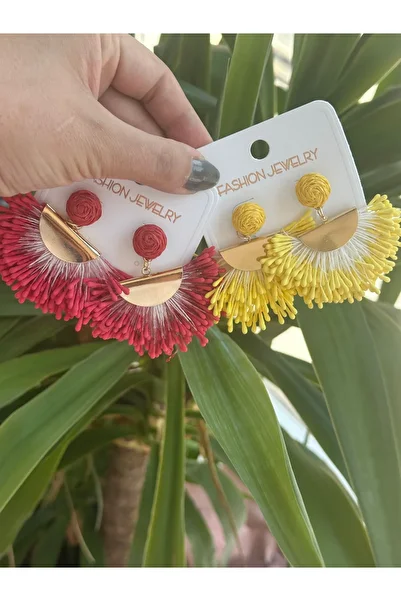 mibrillo Style Colorful Summer Earring Yellow. Straw Earrings