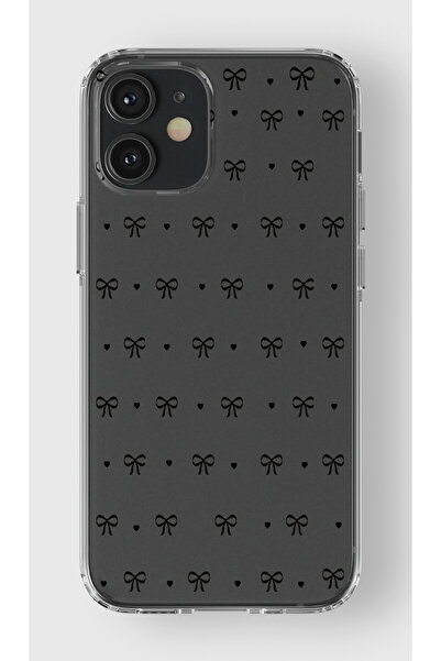 moonset Iphone 12 Mini Uyumlu Kurdele Tasarımlı Baskılı Şeffaf Telefon Kılıfı