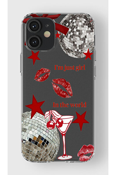 moonset Iphone 12 Mini Uyumlu Im Just Girl Tasarımlı Baskılı Şeffaf Telefon K...