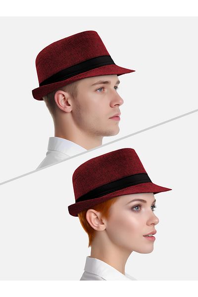 Milleniva Summer Fabric Burgundy Fedora Trilby Hat