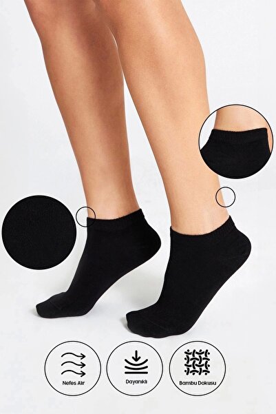 bamboo star Bamboo Women's Booties Plain Black Socks Seamless Premium Boxed Pack of 6