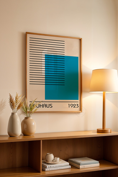 Basquiart Poster din seria Bauhaus cu ramă din lemn, numărul picturii: 16