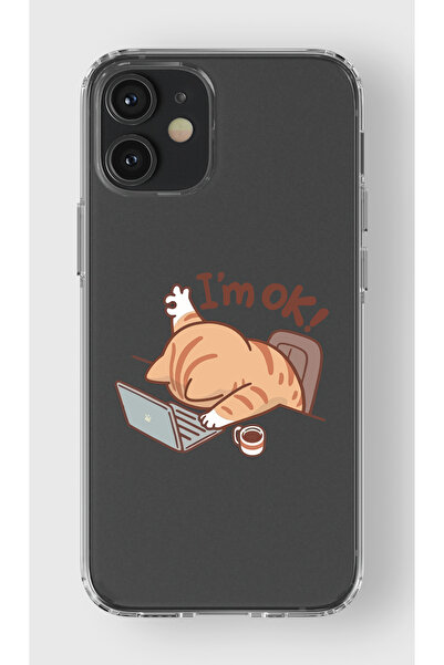 moonset Iphone 12 Mini Uyumlu Sevimli Kedi Tasarımlı Baskılı Şeffaf Telefon K...