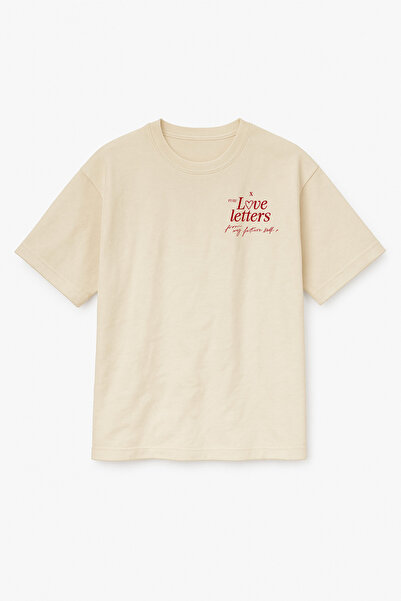 Altair Tr Beige Color Oversize Love Letters from My Future Self Printed Women...
