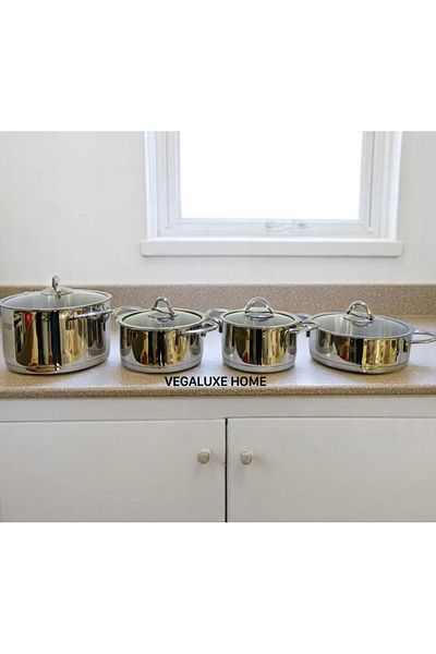 FMS Star 8 Pieces - Silver Cookware Set with Induction Base
