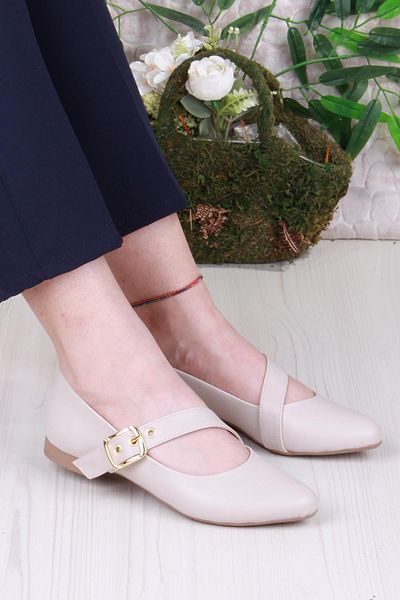 fort 01-622 Soft Buckle Detailed Comfortable Women's Ballerinas