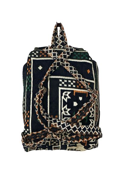 mdhomecarpet Rucsac de damă Kilim Carpă realizat manual 30x40 cm |   Geantă din țesătură cu model Şark Corner Calitate autentică