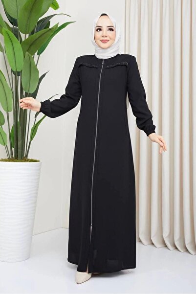 Neva Style Göğüs Taş Detaylı Ferace