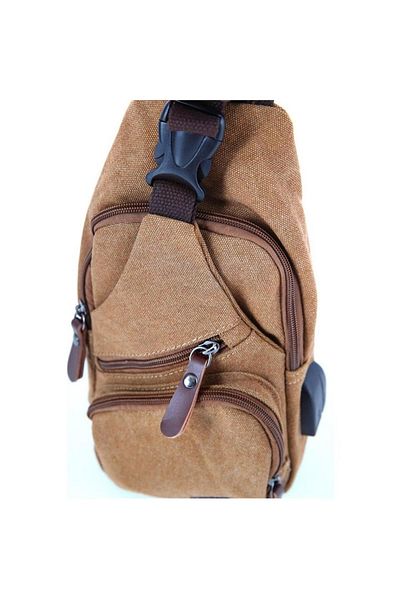 Cantayurdu Ççs London 31184 USB Aux Output Canvas Backpack Καφέ