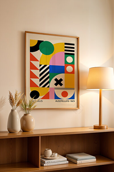 Basquiart Poster din seria Bauhaus cu ramă din lemn, numărul picturii: 98