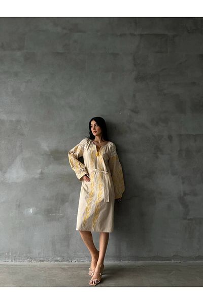 369 etnik butik Rochie midi cu curea cu detaliu de broderie