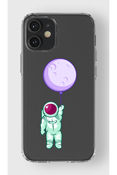 moonset Iphone 12 Mini Uyumlu Astronot Tasarımlı Baskılı Şeffaf Telefon Kılıfı