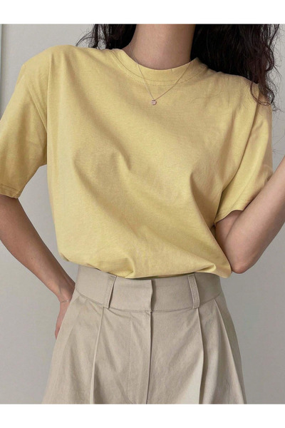 NAKRUF Unisex Women'S/Men's Summer Solid Color Round Neck Short Sleeve Casual Oversized T-Shirt