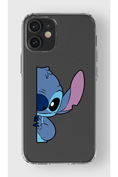 moonset Iphone 12 / 12 Pro Uyumlu Stitch Tasarımlı Baskılı Şeffaf Telefon Kılıfı