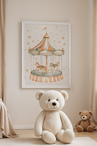 Basquiart Poster cu ramă albă pentru camera copiilor, camera bebelușilor, tab...