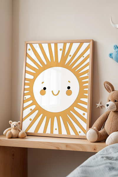 Basquiart Poster cu ramă din lemn pentru camera copiilor, camera bebelușilor,...