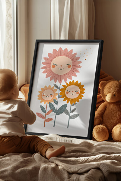 Basquiart Poster cu ramă neagră pentru camera copiilor, camera bebelușilor, t...