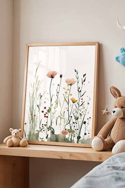 Basquiart Poster cu ramă din lemn pentru camera copiilor, camera bebelușilor,...