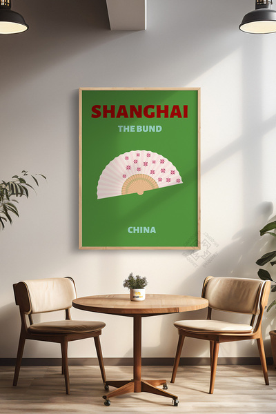 Basquiart Poster cu ramă din lemn din seria City, decor de perete pictat Nr.:36